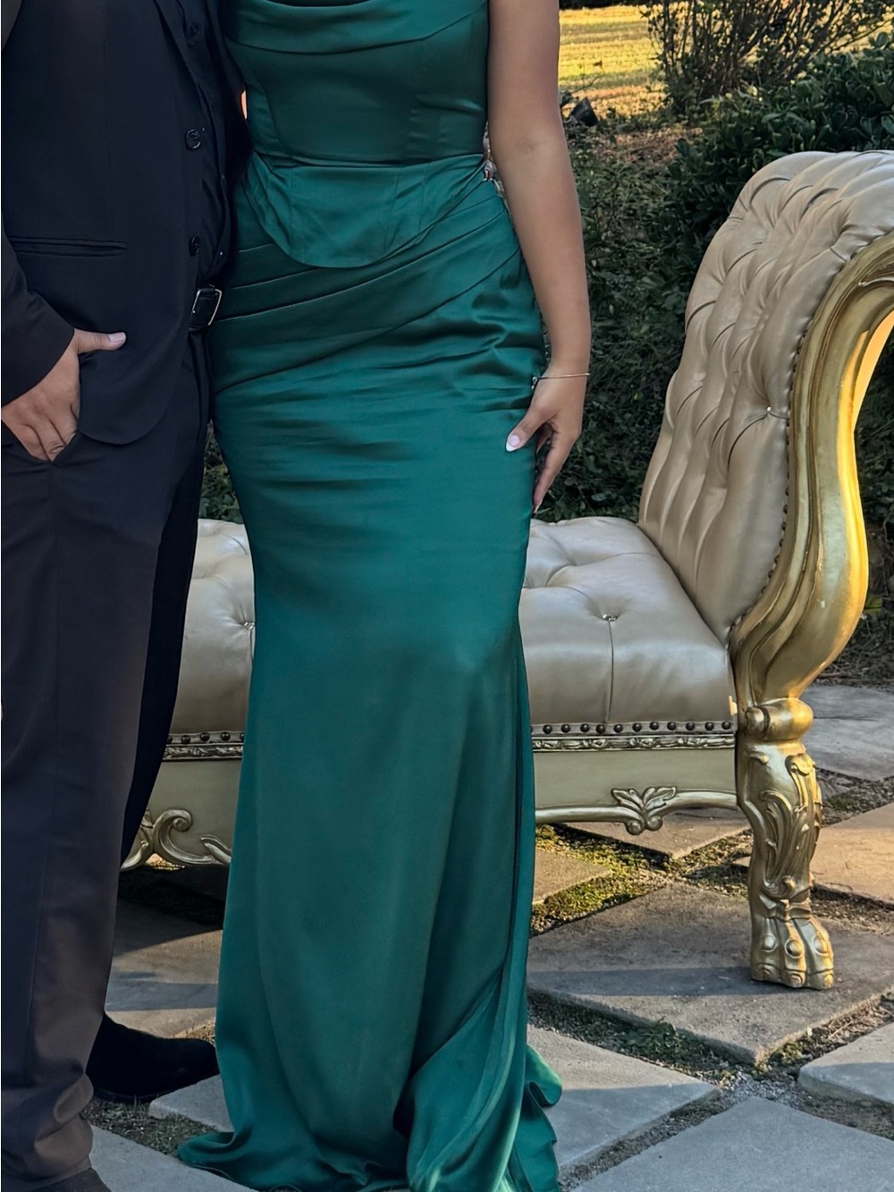 Azazie Sorrel Emerald Corset Two-Piece Set Maxi Dress - Picture 7 of 8